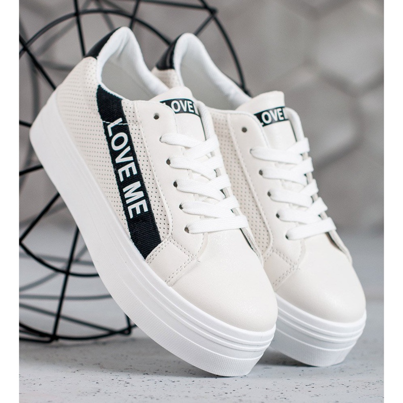 SHELOVET Bílé boty na platformě bílý 1