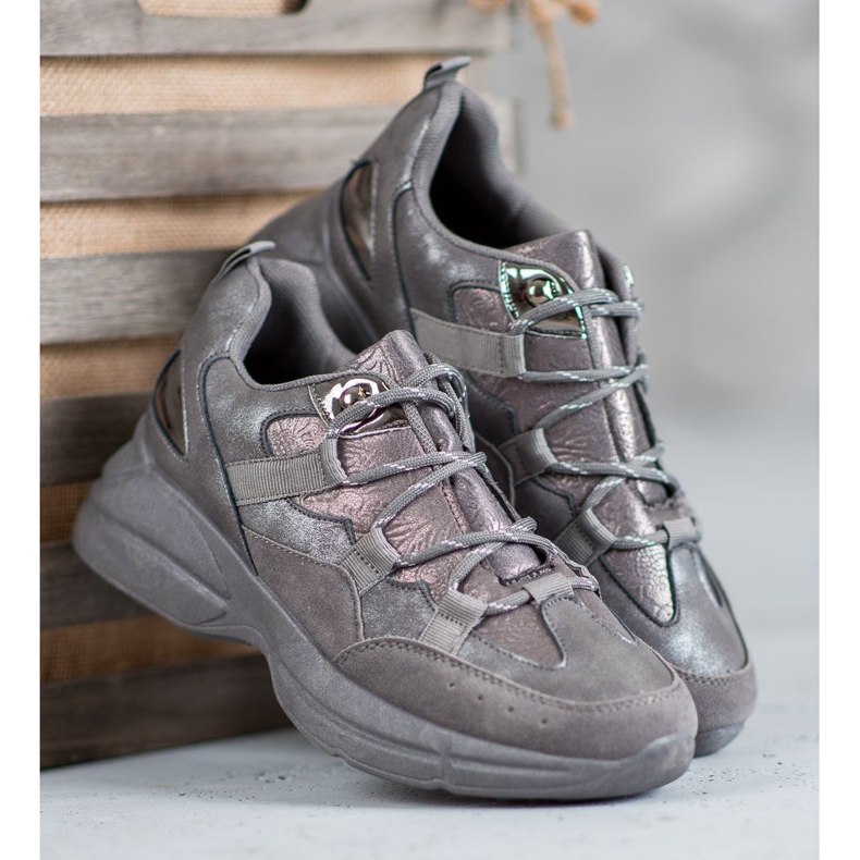 Muto Sportovní obuv se třpytkami šedá 1