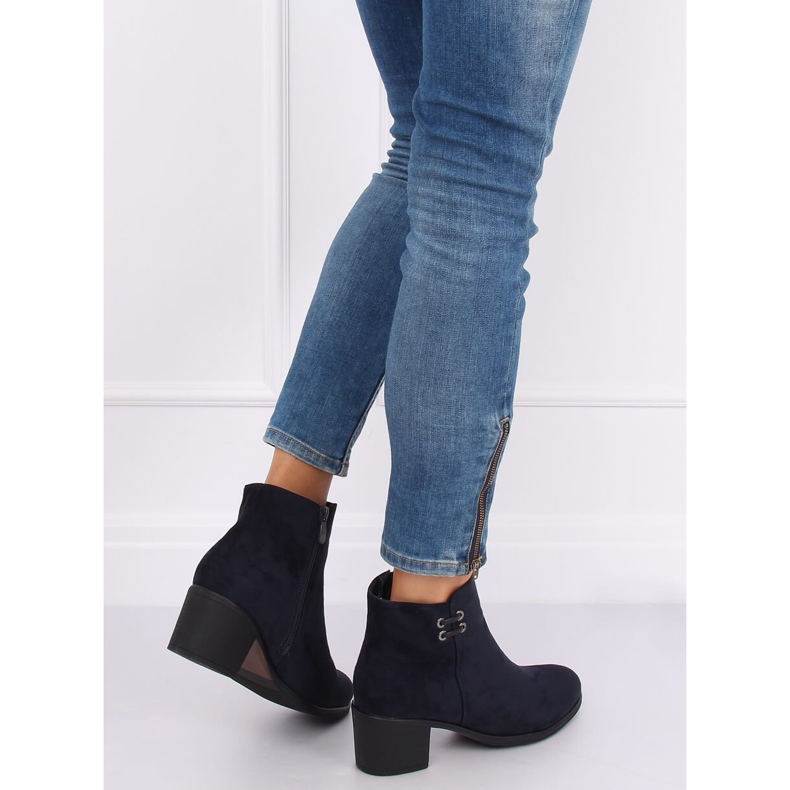 Tmavě modré dámské boty 8B982 Modré boty na vysokém podpatku námořnická modrá 1