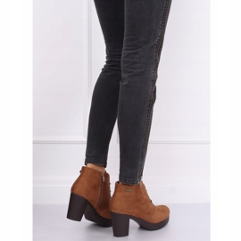 Boty na vysokém podpatku 8B883 Khaki hnědá hnědý 1