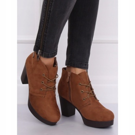 Boty na vysokém podpatku 8B883 Khaki hnědá hnědý 2