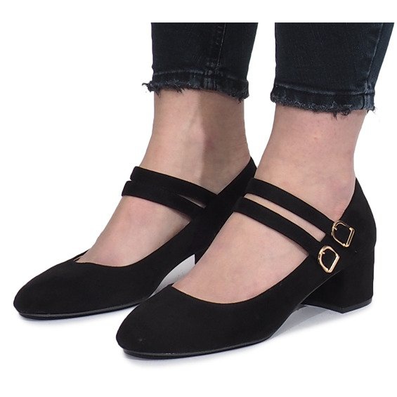 Černé lodičky na sloupku Tamara černá 1