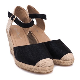 Sandály Klíny Espadrilles Boty A198-3 Černá 1
