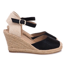 Sandály Klíny Espadrilles Boty A198-3 Černá 4