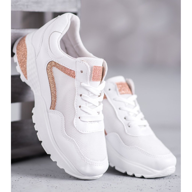 SHELOVET Sportovní obuv se třpytkami bílý 1