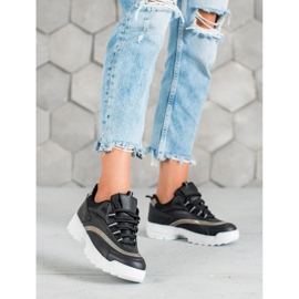 SHELOVET Módní černé tenisky černá 2