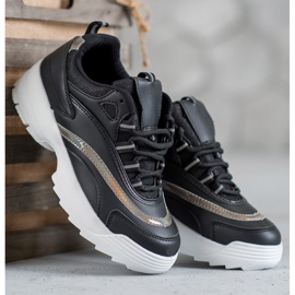 SHELOVET Módní černé tenisky černá 1