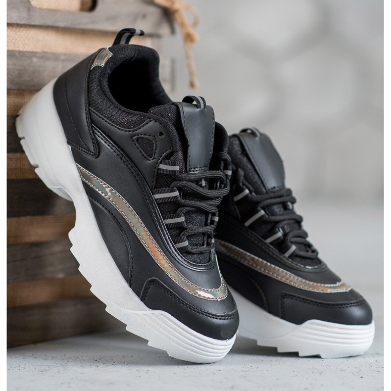 SHELOVET Módní černé tenisky černá 1