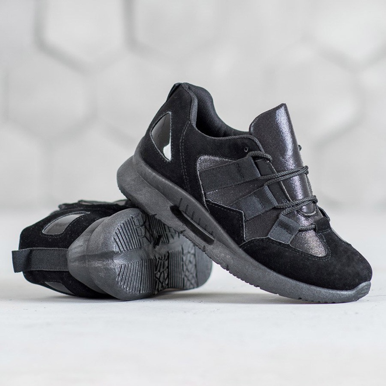 SHELOVET Semišové sportovní boty černá 2