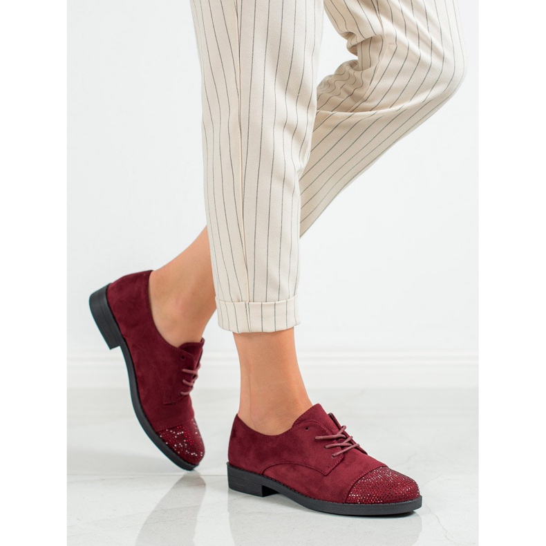 Best Shoes Boty s krystaly červený 2