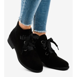 Černé semišové šněrovací boty K123 černý 2