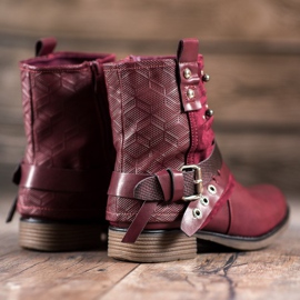 SHELOVET Boty s kamínky červené 2