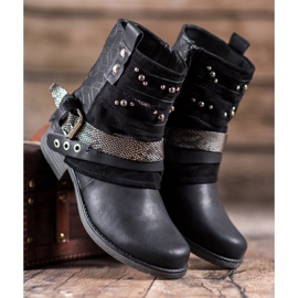 SHELOVET Boty s kamínky černý 1