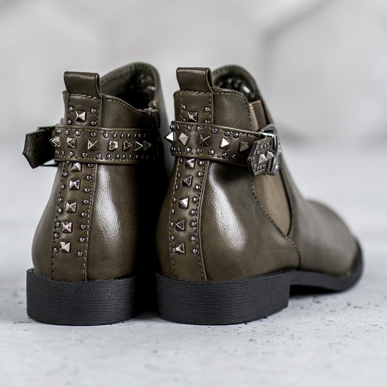 SHELOVET Zelené chelsea boty s kamínky zelená 1