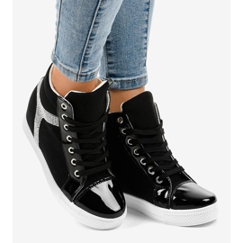 Černé klínové tenisky s flitry AN2959 černá 2