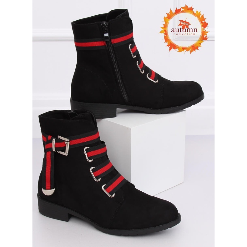 Černé dámské ploché černé kozačky 1706 Black černý 1