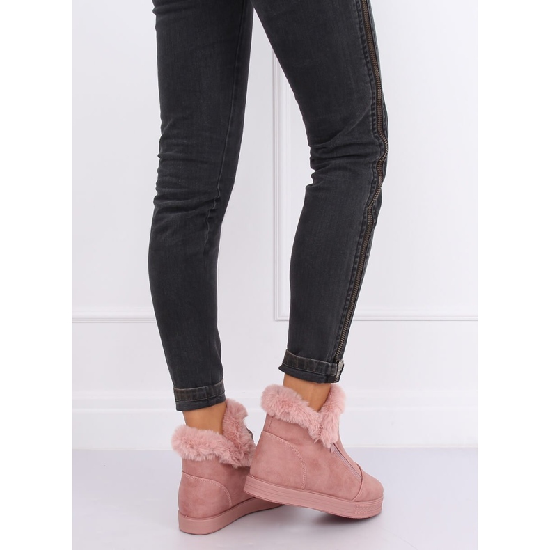 Růžové kotníkové tenisky s kožešinou W19-29 Pink růžový 2
