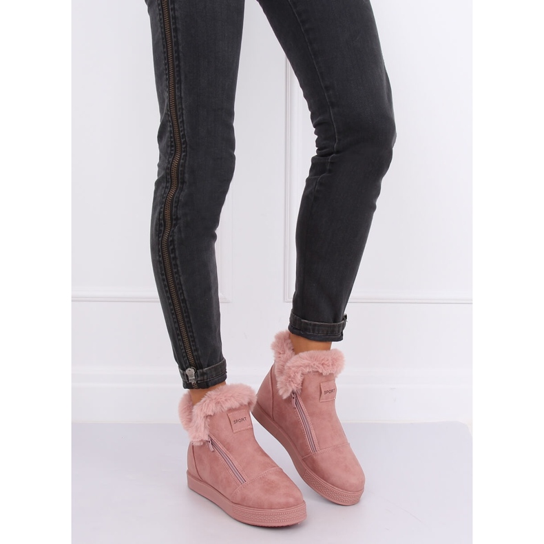 Růžové kotníkové tenisky s kožešinou W19-29 Pink růžový 1