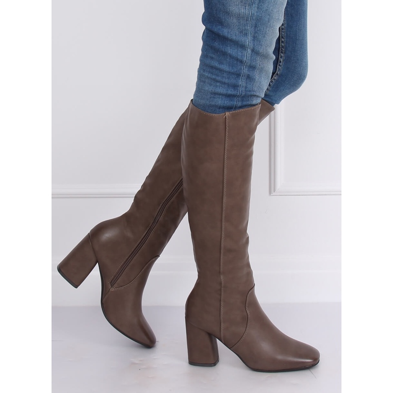 Klasické vysoké podpatky béžové 5319 Khaki béžový 2