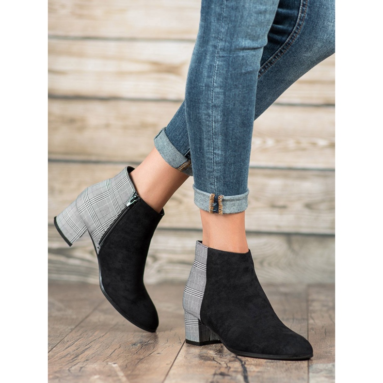 Filippo Stylové kozačky na sloupek černá šedá 1