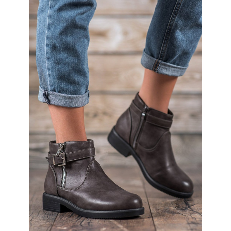 Abloom Šedé eko kožené boty šedá 2