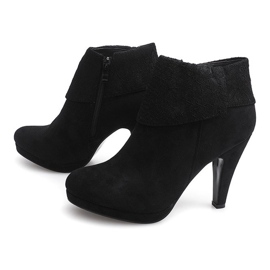 Elegantní boty na vysokém podpatku krajky 6-67 černé černá 1