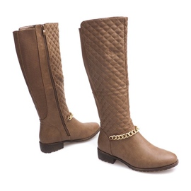 Prošívané teplé boty 16072 Khaki vícebarevný zelená 2