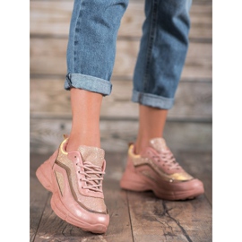 SHELOVET Lesklé sportovní boty růžový 2