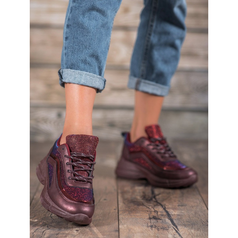 SHELOVET Lesklé sportovní boty červené 1