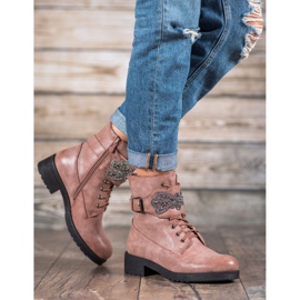 Super Me Šněrovací boty s ozdobou růžový 2