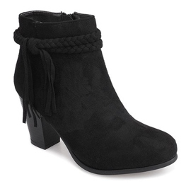 Semišové kozačky na tyči Fringes B324 Black černá 1