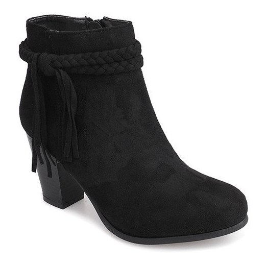 Semišové kozačky na tyči Fringes B324 Black černý 1