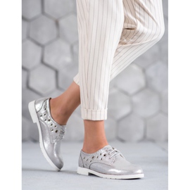 SHELOVET Svázané boty s eko kůží šedá 1