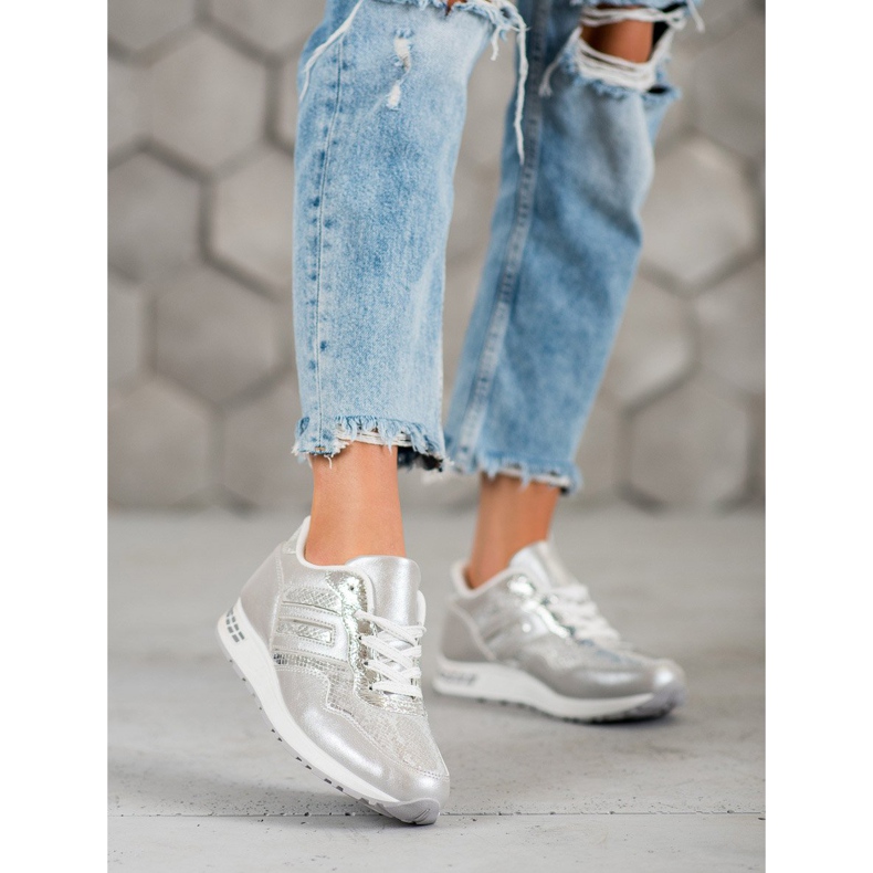 SHELOVET Snake Print tenisky šedá 1