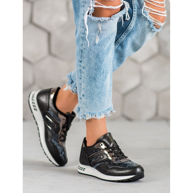 SHELOVET Snake Print tenisky černý 2