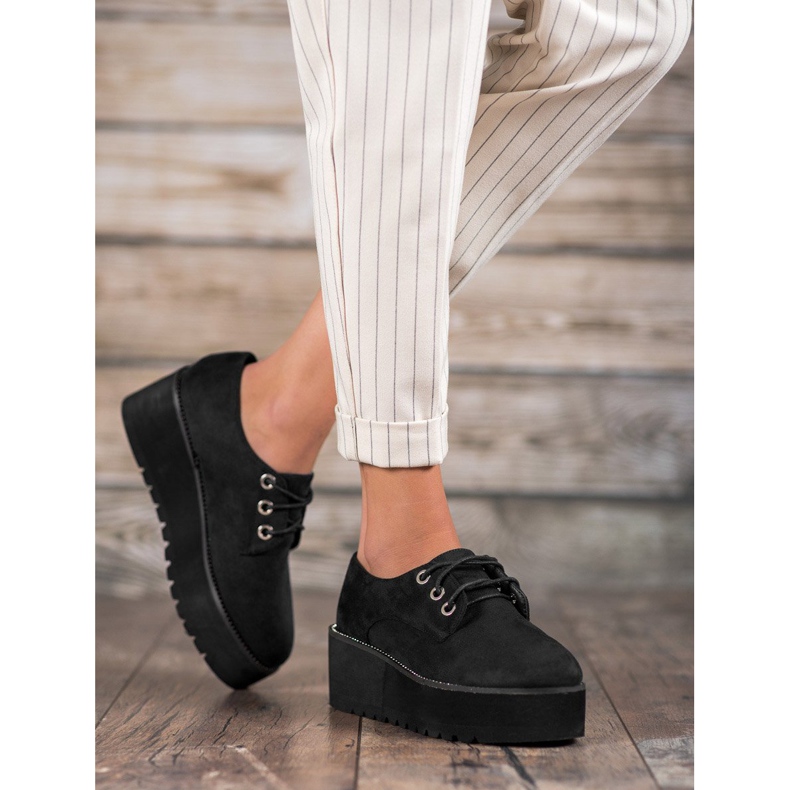 SHELOVET Semišové boty na platformě černý 1