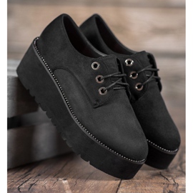 SHELOVET Semišové boty na platformě černá 4