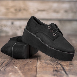 SHELOVET Semišové boty na platformě černá 5
