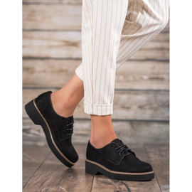 SHELOVET Černé semišové boty černá 2