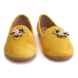 Semišové balerínky s vlasovou linkou 9988 Yellow žlutá 1