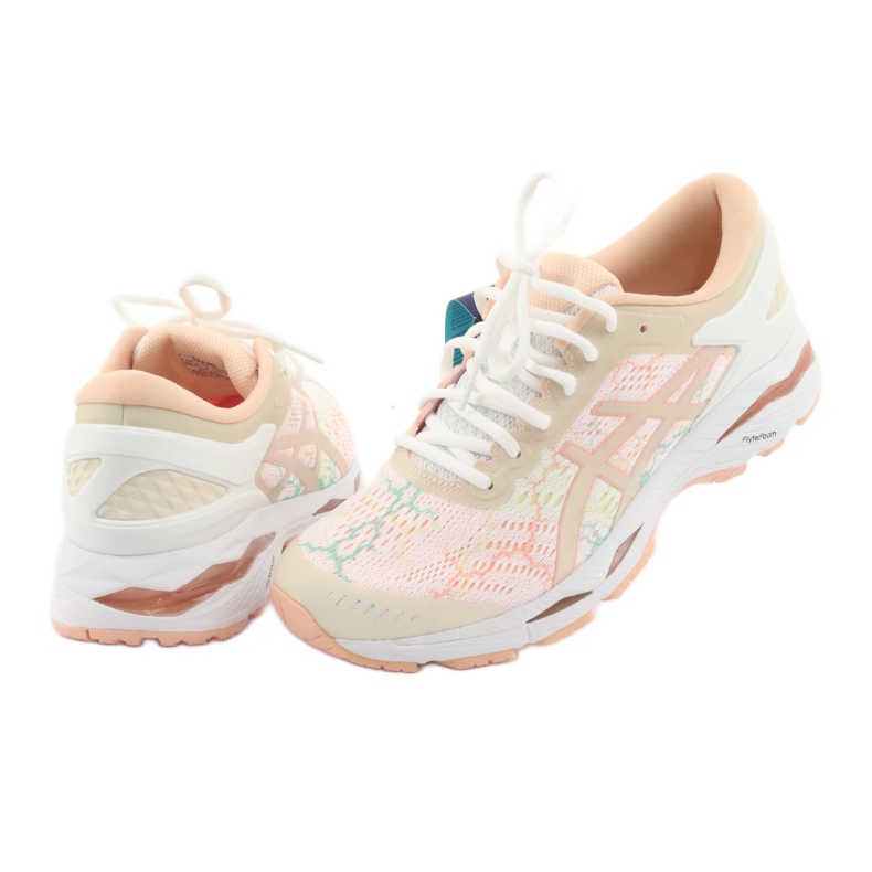 Běžecké boty Asics gel Kayano 24 Lite Show W T8A9N-0101 bílý hnědý pomerančový zelený 5