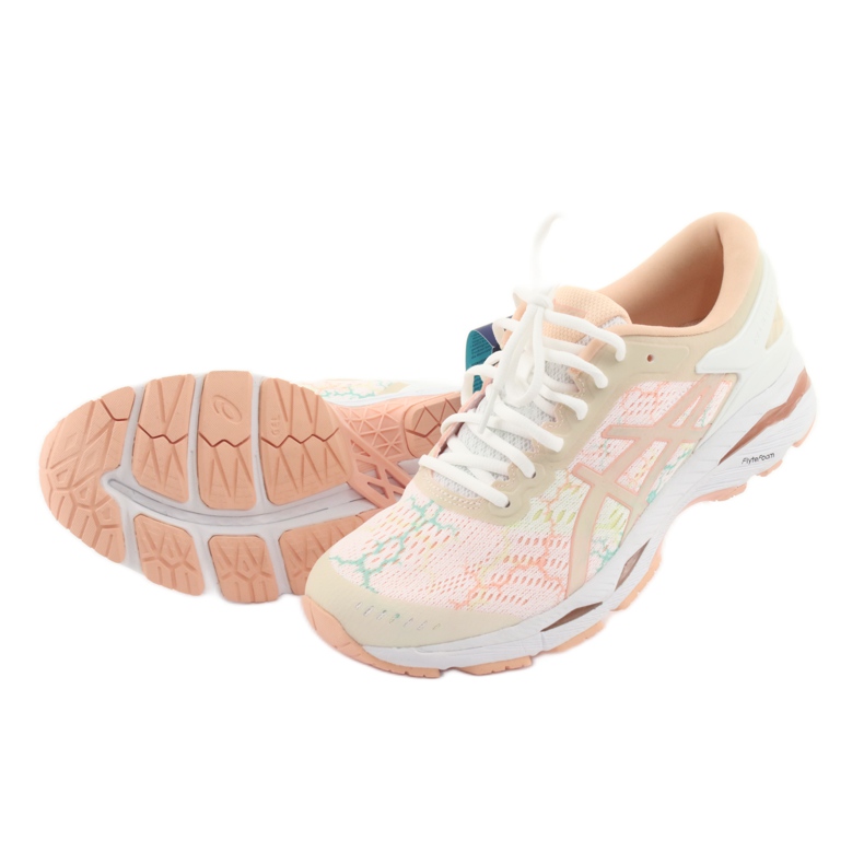 Běžecké boty Asics gel Kayano 24 Lite Show W T8A9N-0101 bílý hnědý pomerančový zelený 4