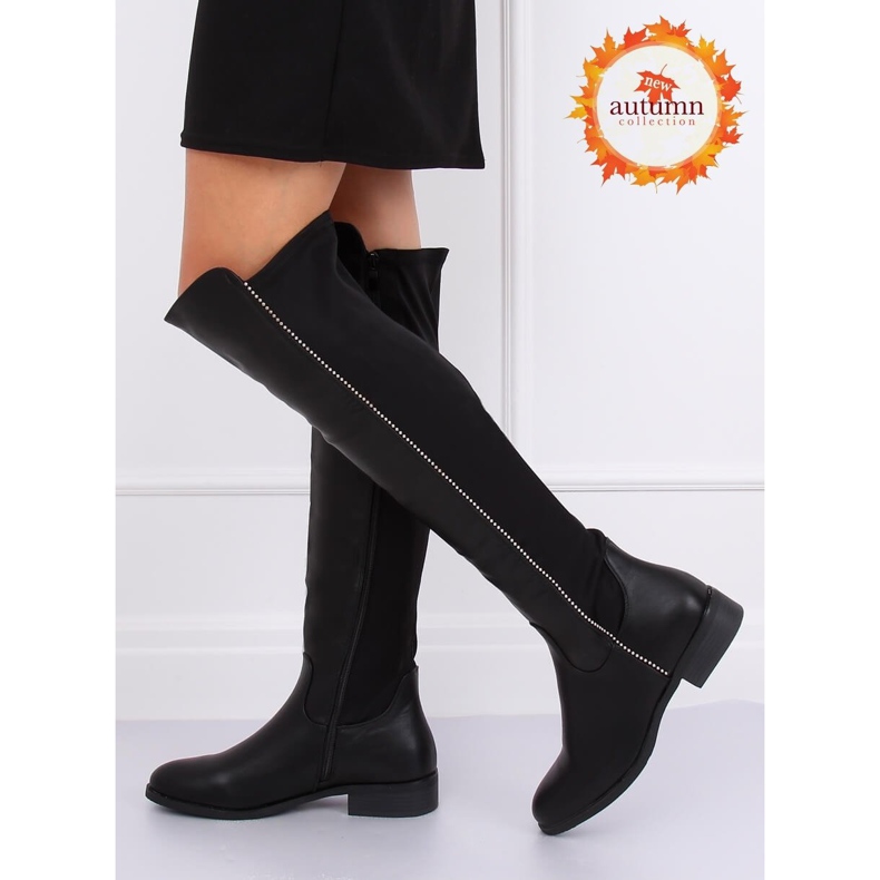 Jezdecké boty s pružným svrškem černé 17005A-128 Black černý 1