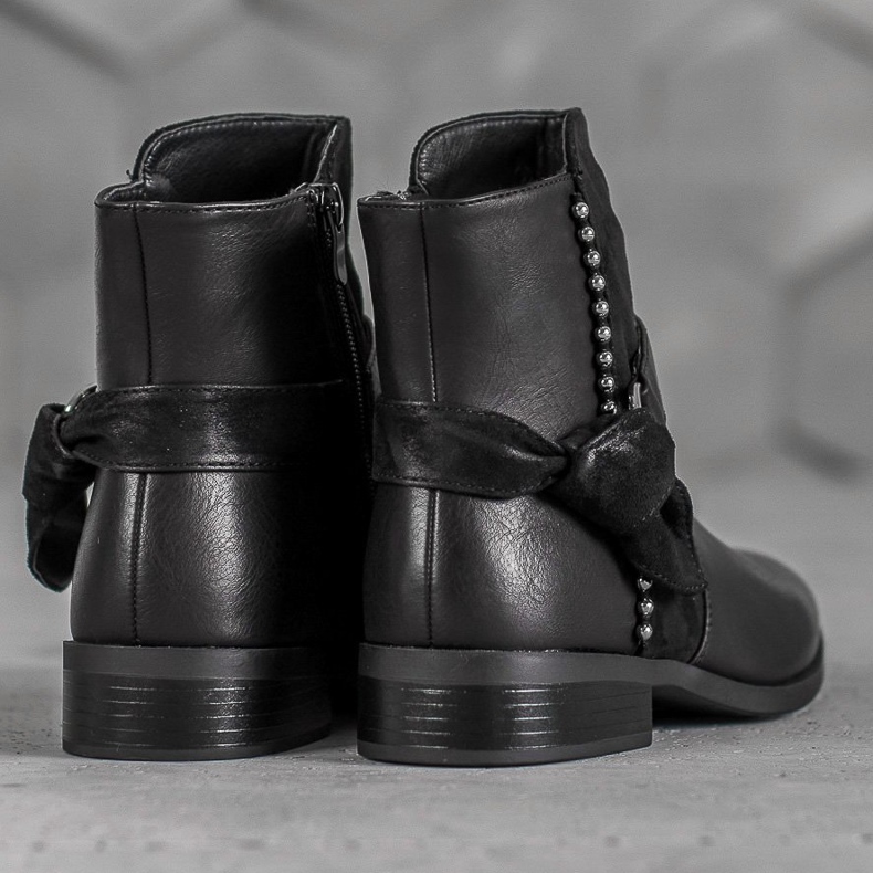 SDS Černé dámské kozačky černý 2