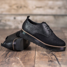 SHELOVET Boty na platformě tisku hada černá 2