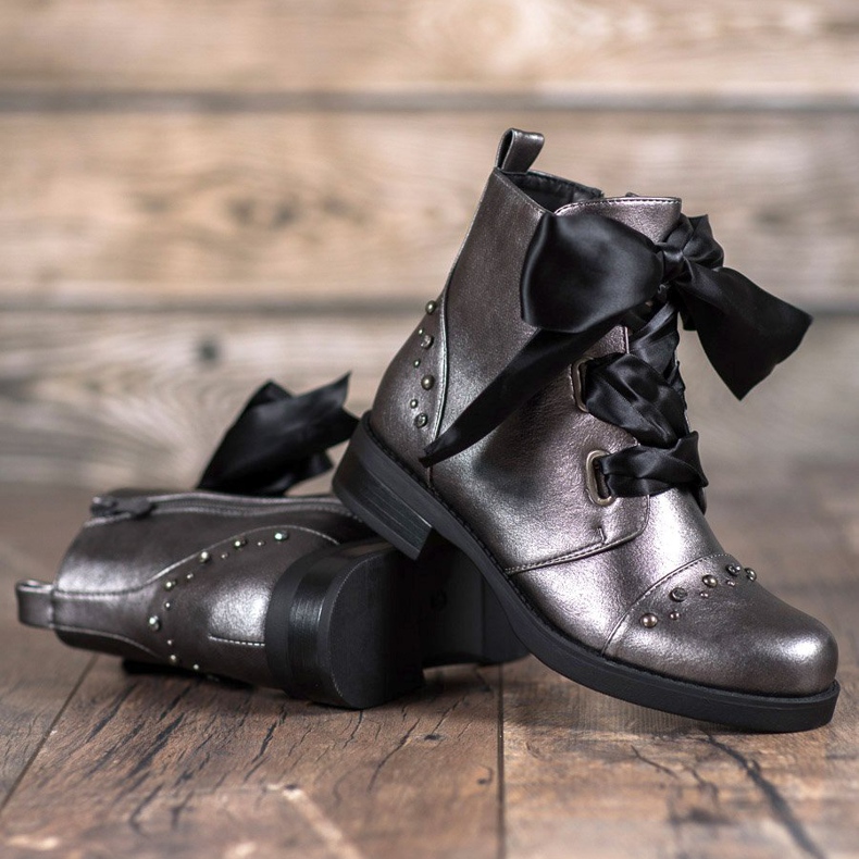 Bestelle Boty na stužce šedá 1
