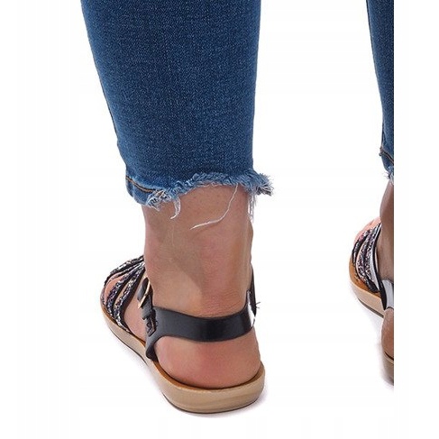 Sandály 3-8 černé s brokátem černý 2