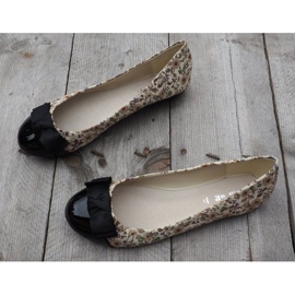 Balerínky s mašlí 6148 Khaki hnědý černý 1