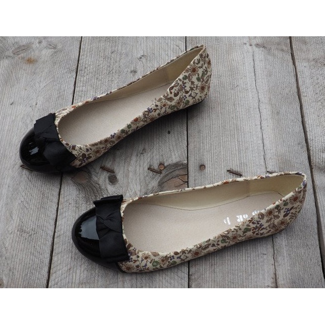 Balerínky s mašlí 6148 Khaki hnědý černá 1