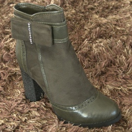 Elegantní boty se sponou na sloupku 1741 Khaki zelená 1